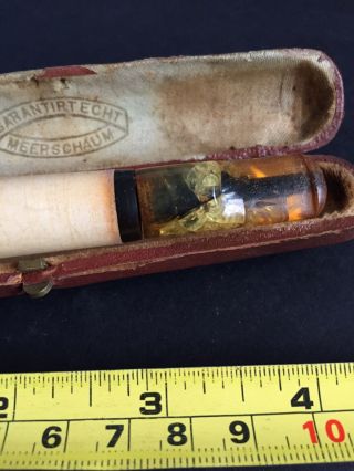 Antique Amber & meerschaum Cigar Holder in CASE 4 3
