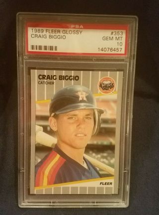 1989 Fleer Glossy Craig Biggio 353 Psa 10 Rc Rookie Card Hof