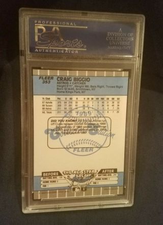 1989 Fleer Glossy Craig Biggio 353 PSA 10 RC rookie card HOF 2