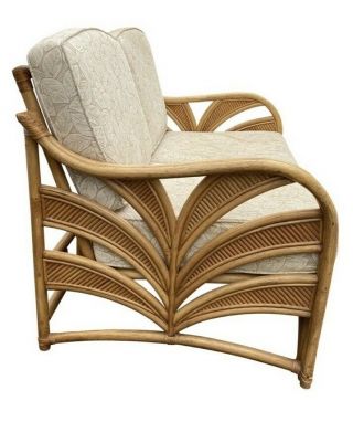 Vintage Mid Century Modern Wicker Bamboo Rattan Settee Loveseat Sofa