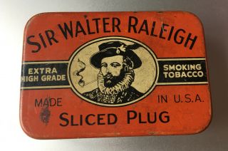 Sir Walter Raleigh Sliced Plug Smoking Tobacco Tin,  Extra,  Very Good