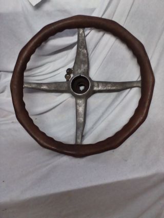 Antique " Fat Boy " Wood Tilt Steering Wheel With Lock