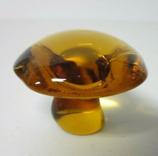 Viking Glass Gold / Amber Mushroom Paperweight Art Glass Vintage Mid Century Mod