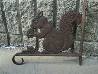 Vintage Cast Iron Squirrel Design Bird Feeder Hanger
