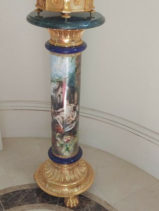 Italian Porcelain Vase Stand (pair),  Made By Tiche,  40 " Tall X 15 " Wide.