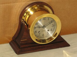 Chelsea Vintage Ships Bell Clock 4 1/2 " Dial 1977 Hinged Bezel