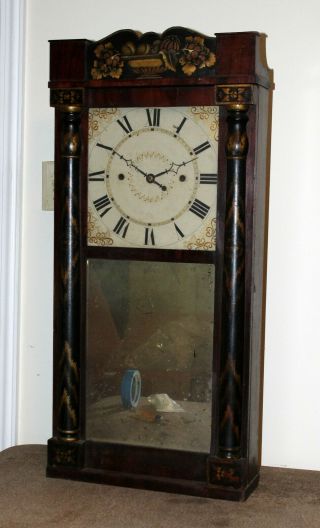 Rare Antique Jerome " Thin Movement " Wood Shelf Clock