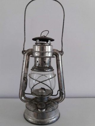 Feur Hand " Baby " Vintage Style Silver Metal Oil Lamp 26cms High