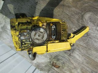 Vintage Mcculloch 1 - 43 Chainsaw Yellow Engine Turns Fine No Bar & Chain Kart