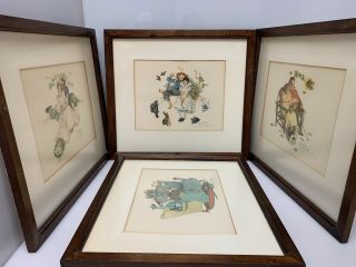 Norman Rockwell Hand Signed Set Of 4 Framed Ages Of Love Series Vintage
