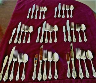 Wallace Rose Point Sterling Silver Set For 8,  40 Pc Polished/perfect/unscratched