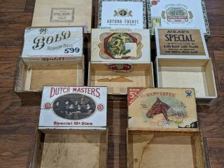 Tomachee Artifacts (8x) VINTAGE OLD MID 1900 ' s WOODEN CIGAR BOXES 3