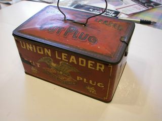 Union Leader Tobacco Cut Plug Tin Box Graphics Rare