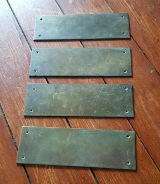 Set Of 4 Solid Vintage Brass Door Plates Push Plates