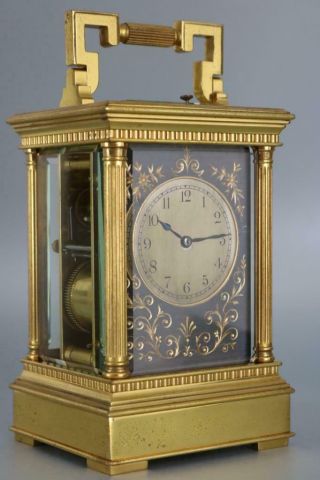 Rare Henri Jacot Large Antique Repeating Carriage Clock Gilt Bronze Case C1890