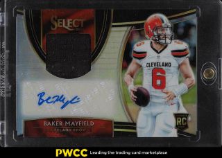 2018 Select Football Baker Mayfield Rookie Rc Patch Auto /49 Rm - Bm