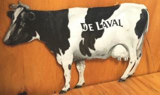 Vintage Advertising Tin Lithograph De Laval Cream Separator Holstein Cow