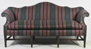 Mahogany Chippendale Style Serpentine Camel Back Sofa Williamsburg Style