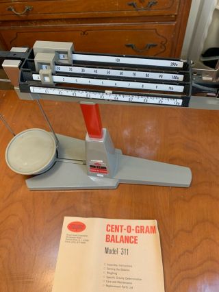 Vintage Four Beam Balance Scale Model 311 OHAUS GRAM CENT - O - GRAM 311g x 0.  01g 2
