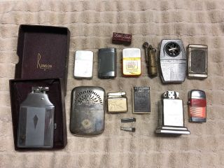 9 Vintage Cigarette Lighters Zippo Table Top Bowers Trench Wwi Scripto Ronson