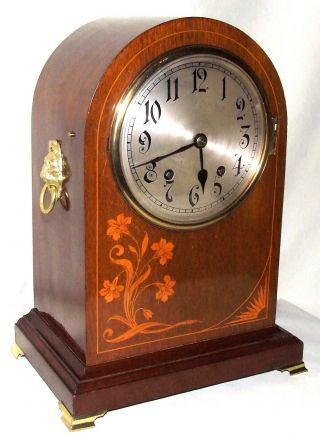 Antique Inlaid Mahogany Ting Tang Bracket Mantel Clock : W & H Sch (a4)