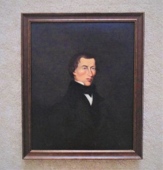 19th C.  Portrait Painting Of A Gentleman Man Oil On Canvas Antique American