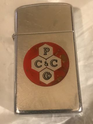 P.  C.  C.  Co.  1958 Zippo Polished Chrome Slim Lighter/2517191 Insert (62 Years Old) E1