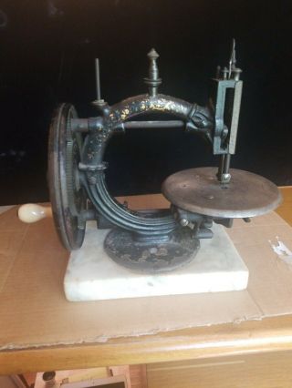 Antique 1800s Wilcox & Gibbs (?) Cast Iron Hand Crank Sewing Machine 10 " X 12 "