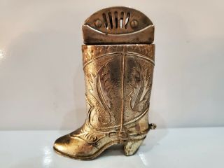 Vintage Cast Metal Cowboy Boot Automatic Table Lighter / Japan Made