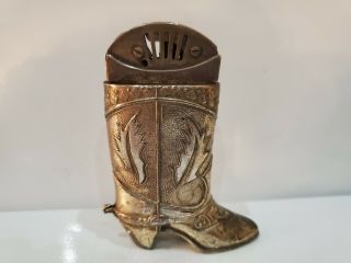 Vintage CAST METAL COWBOY BOOT AUTOMATIC TABLE LIGHTER / JAPAN MADE 3