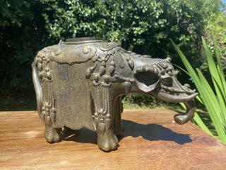 Chinese Late Ming Dynasty Gilt Bronze Elephant Censer Incense Burner