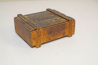 Antique/vintage Small Wood Crate Handmade Tramp Art Box W Metal Hinges
