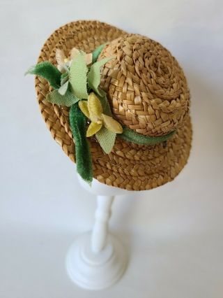 Vintage 1950s Vogue Ginny Doll Or Madame Alexander Wendy Straw Hat With Flowers