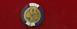 Rare Vintage 1910 Enameled Cap Badge " San Diego Army Navy Academy "