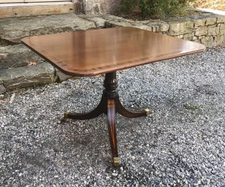English Regency Style Mahogany Pedestal Table Banded Top Starr And Gorham Nyc
