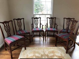 Set Of 6 Hickory Chair Co Massachusetts Chippendale Mahogany Dining Chairs