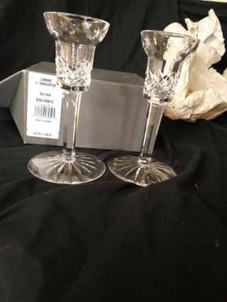 Vtg Waterford Deep Cut Crystal 5 3/4 " Candlestick Holders Box