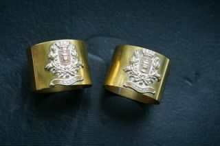Vintage Post Wwi Trench Art Style Brass Napkin Rings Arras Near Pair