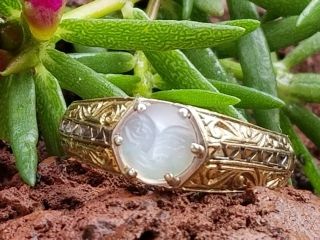 Antique Moonstone Man In The Moon 14k Gold Ring - Moonstone Jewelry - Estate Jewelry 2