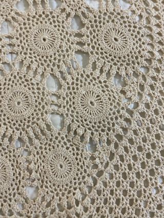 Vintage Handmade Hand Crochet Oval Tablecloth 70 