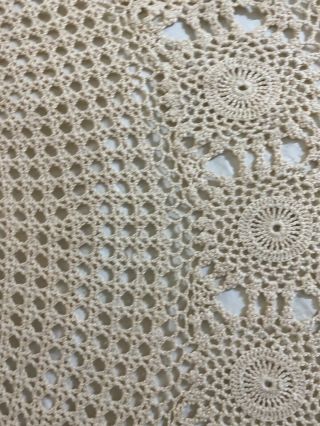 Vintage Handmade Hand Crochet Oval Tablecloth 70 