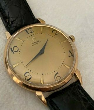 Omega Vintage 18k Solid Rose Gold Automatic Cal 351 Bumper 37mm Jumbo Watch