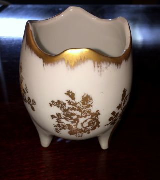 Antique French Porcelain Footed Egg Shape Vase Hand Painted Made In France