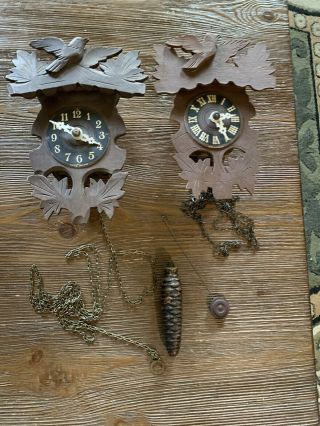 Old Vintage German? Cuckoo Clocks For Repair,  Parts Or Restoration Antique