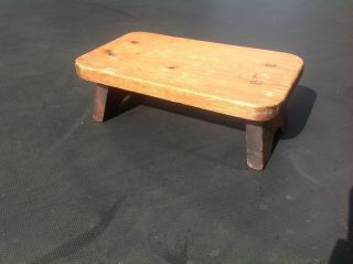 Vintage Very Small Wooden Pine Footstool 12 " Long X 7 " Wide X 4 " High