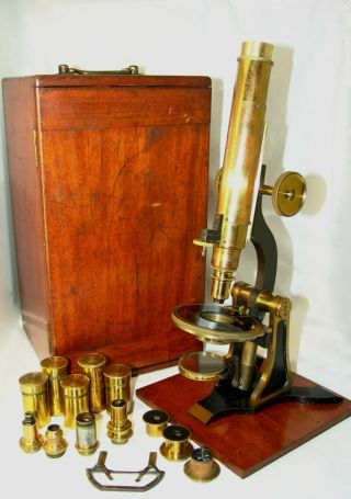 Old Rare Antique Brass Microscope H.  Grouch 51 London Wall,  London 344