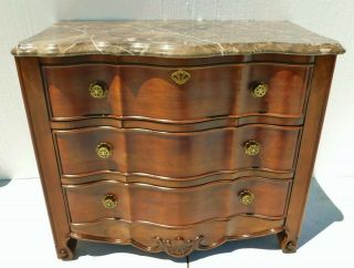 Bernhardt 39.  5 " Solid Mahogany Wood Marble Top Dresser Chest Of 3 Drawers