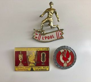 3 X Vintage Liverpool Fc Enamel Badges From 1970/80 