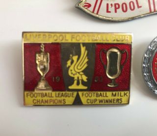 3 x Vintage Liverpool FC Enamel Badges from 1970/80 ' s 3