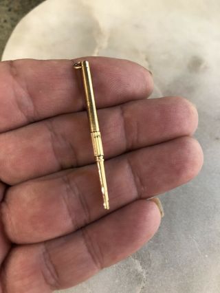 Vintage Very Tiny Gold Filled Mechanical Pencil Pendant Fob